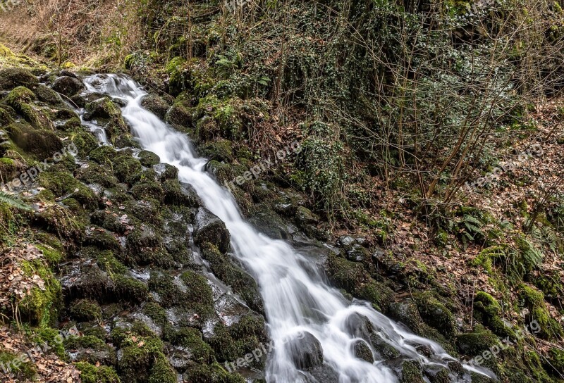 Waterfall Volcanic Stones Water Moss Forest