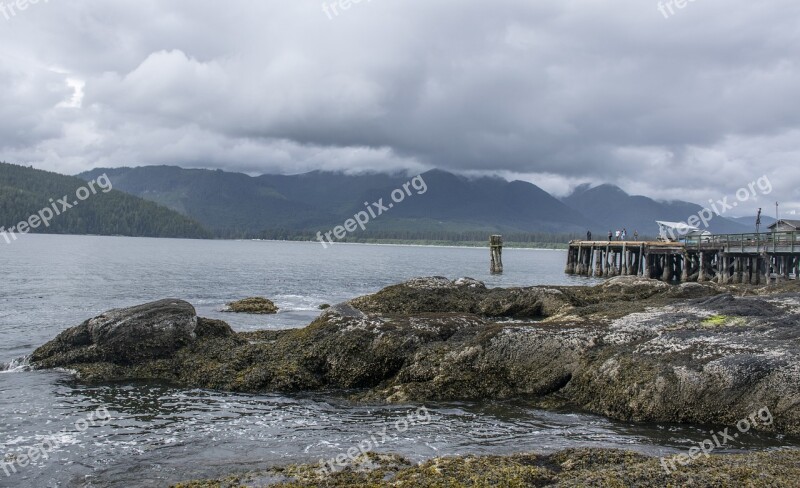 Rocks Wind Pier Sea Clouds