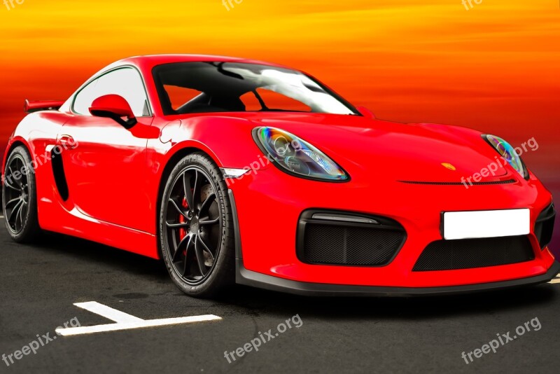 Porsche Cayman Gt4 Sunset Sports Car Car Free Photos