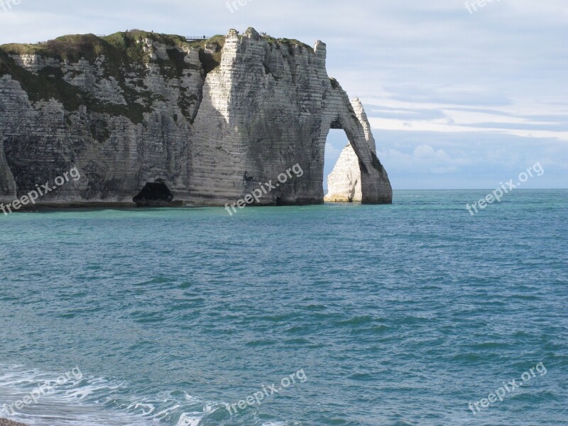 Etretat Cliffs Sea Normandy Blue