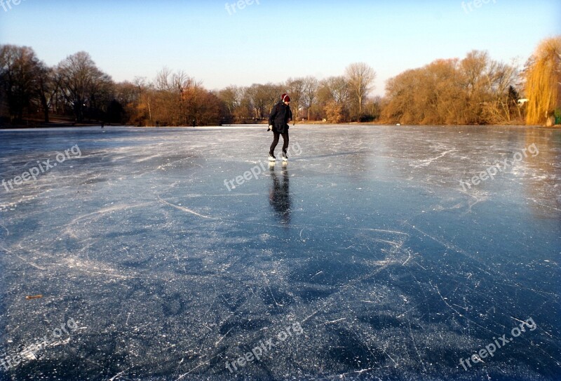 Skating Skates Lake Frozen Ice Rink