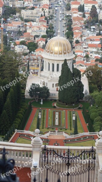 Garden Mosque Israel Large City Of Haifa Peace Symbol