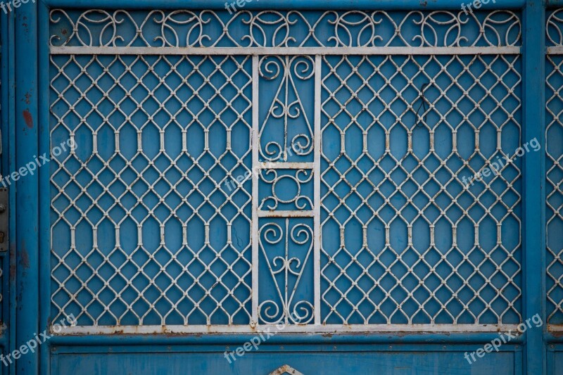 Blue Fence Fence Fence Grid Grid Blue Texture