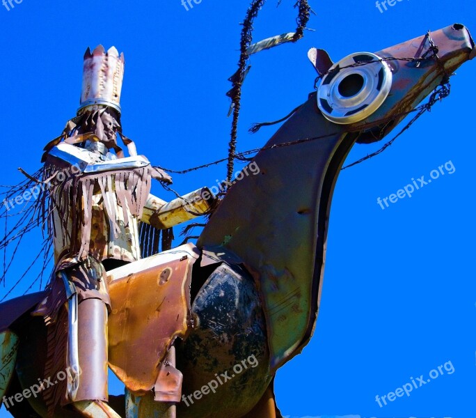 Blackfeet Warriors Statue Sculpture Metal Scrap East