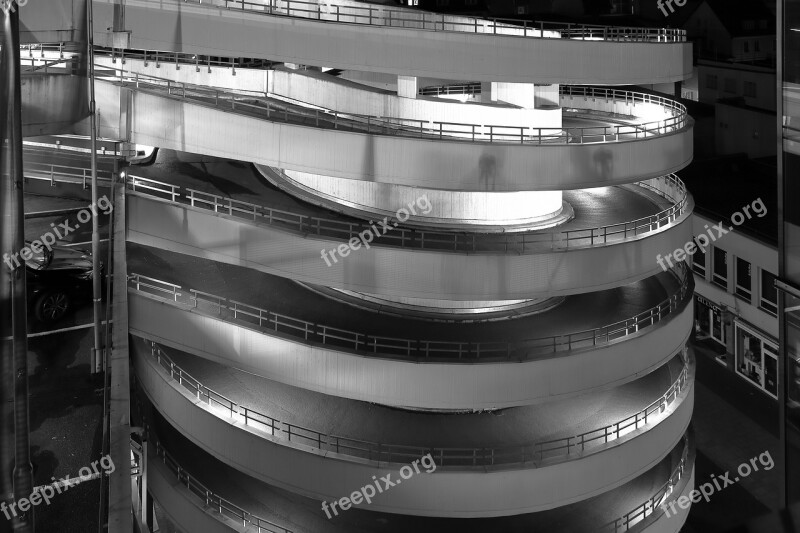 Braunschweig Multi Storey Car Park Night Photograph Architecture Parking Level