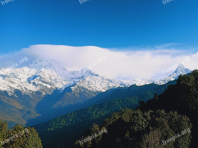 Annapurna Machhapuchhre Mountain Landscape Nepal Mardi Himal Trek