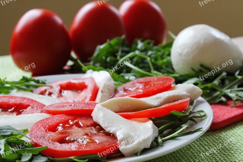 Mozzarella Italian Cuisine Snacks Tomato Arugula