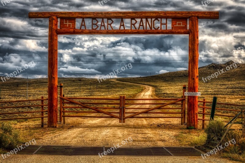 Wyoming America Ranch Gate Dirt Road