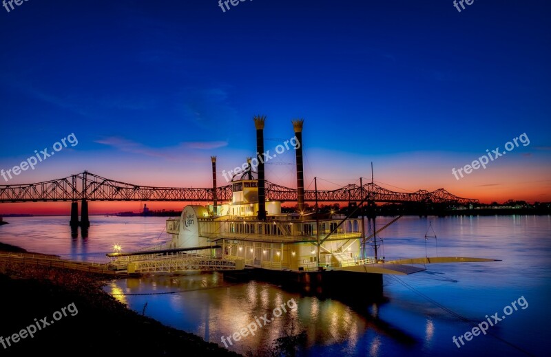 Casino Boat Ship Gambling Mississippi River Bridge