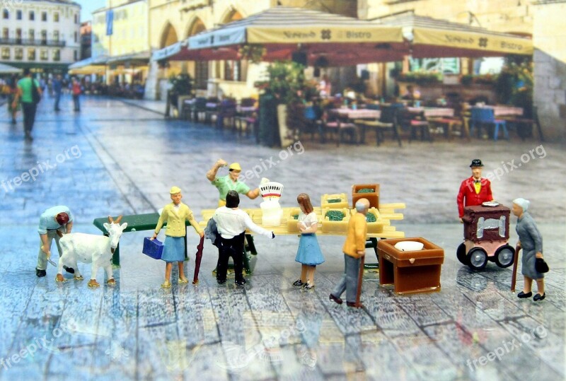 Market Day Historic Center Miniature Figures Street Organ Downtown