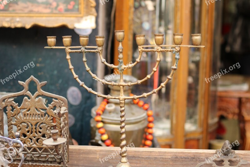 Menorah Flee Market Counter Old Objects Free Photos