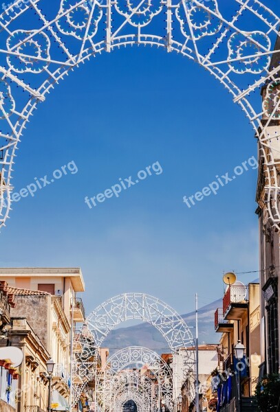 Decoration In The Town Town In Italy Etna Volcano Sicily