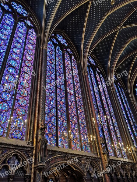 Paris France Sainte-chapelle Stained Glass Colors