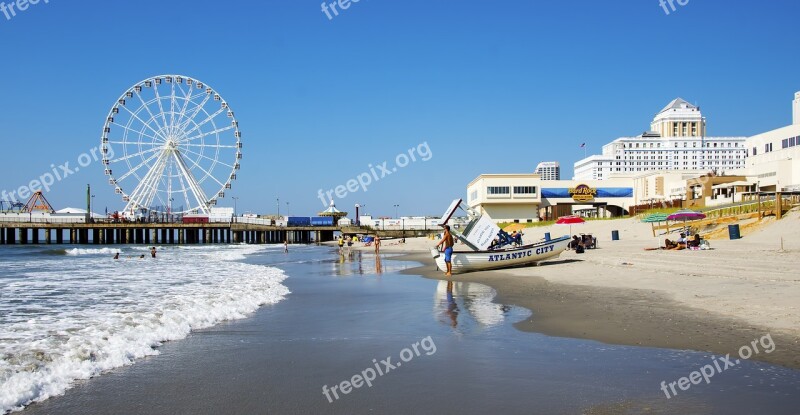 Atlantic City Beach Ocean Waves Water