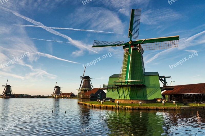 Zaandam Windmills Netherlands Windfarm Historical