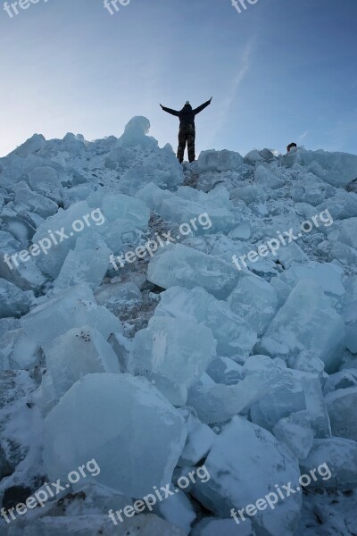 Blue Ice Ice Boulders Winter Cold