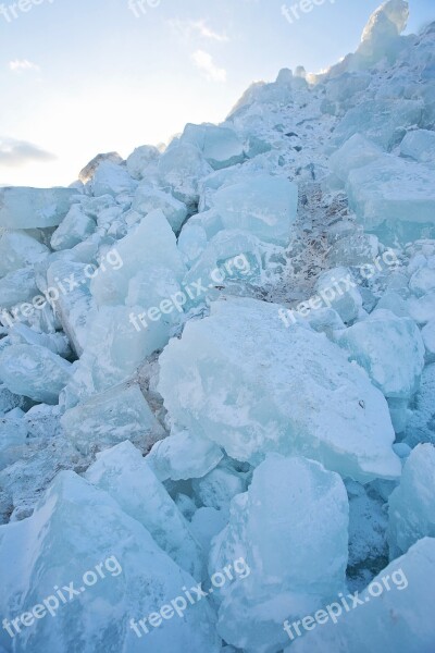 Blue Ice Ice Boulders Winter Cold