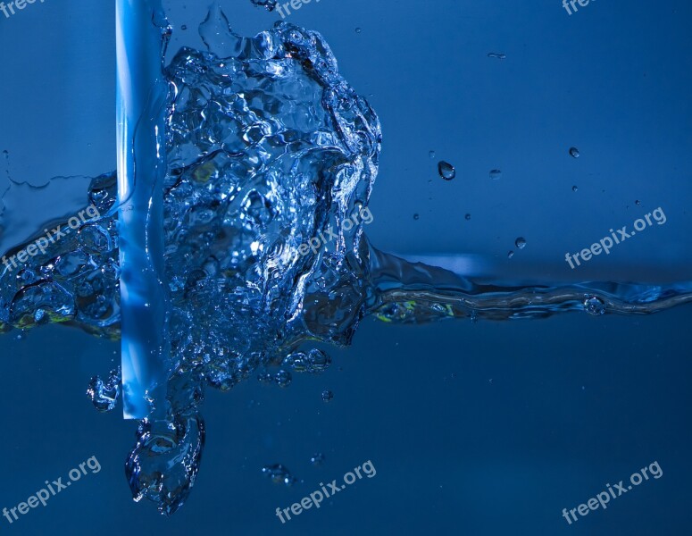 Drinking Straw Water Surface Air Bubbles Macro Water