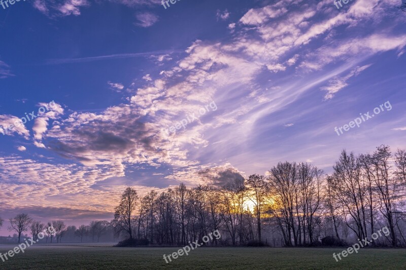 Sunset Winter Mood Winter Nature Sky