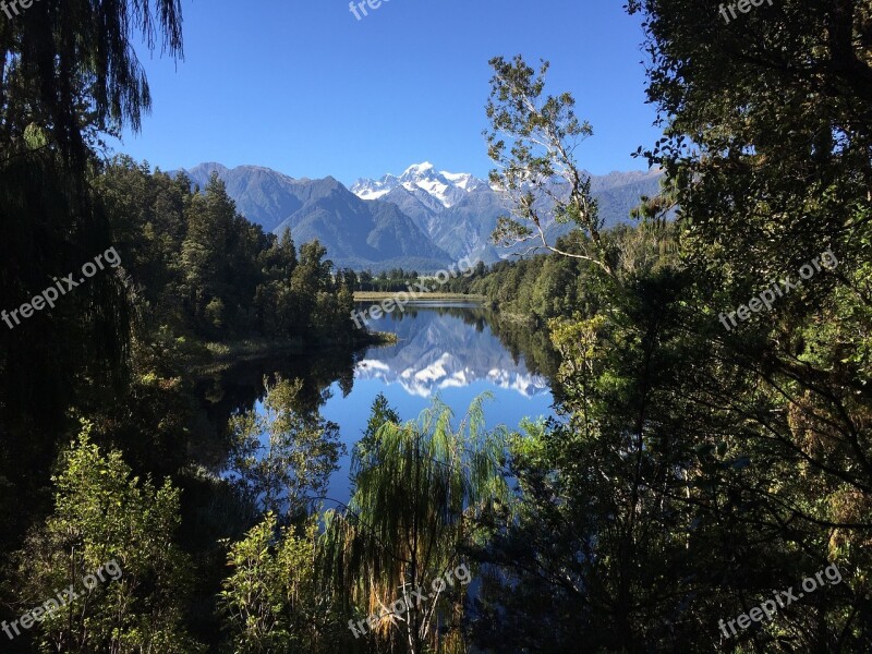 Mirror Lake New Zealand Travel Panorama Landscape