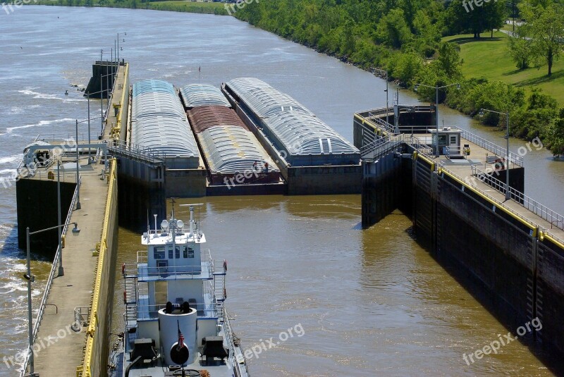 Murray Lock Barges Lock Tug Tugboat