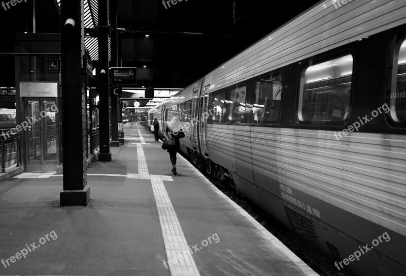 Train Railway Station Travel Transport Traffic