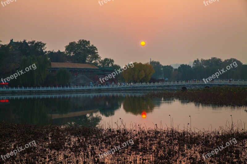 Asia China Sunset At Dusk Light