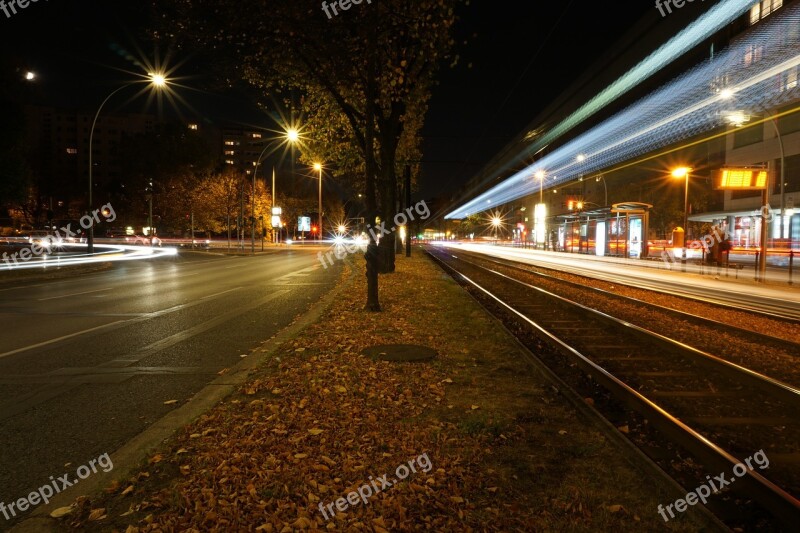 Tram Long Term Berlin Tram Station Night