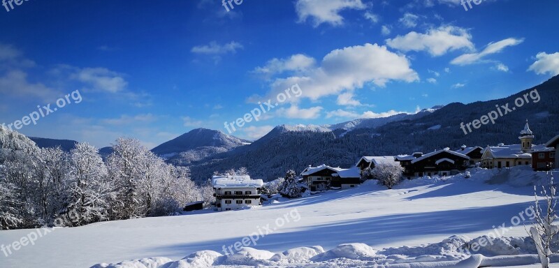 Berchtesgaden Winter Holiday Panorama Snow Mountains