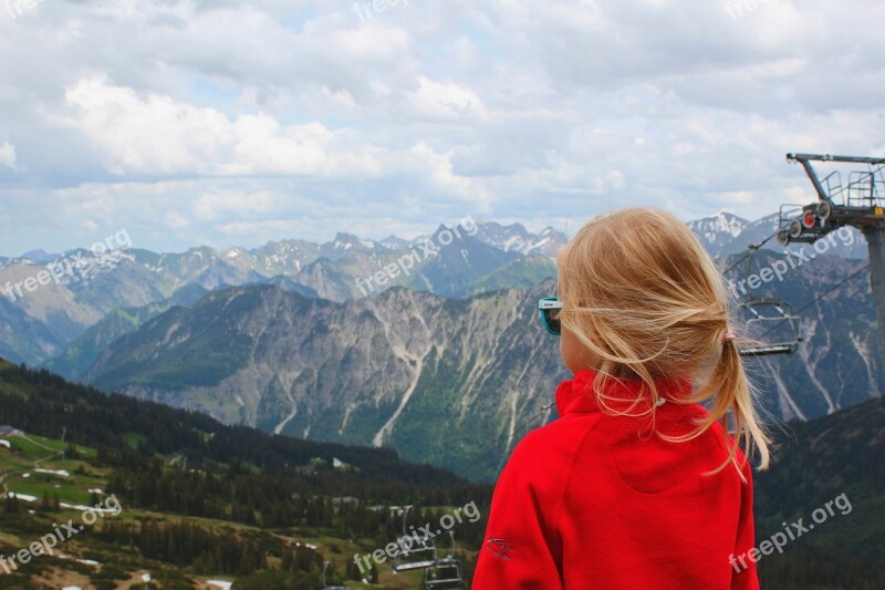 Girl Mountain Sky Landscape Travel