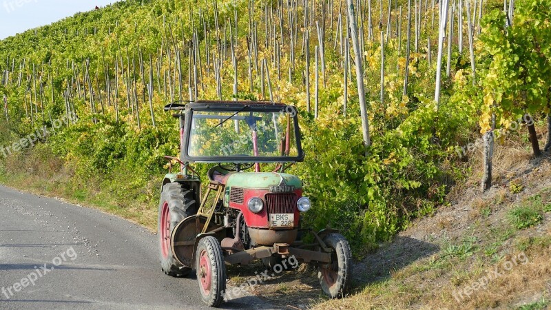 Mosel Wine Harvest Tractor Old Autumn