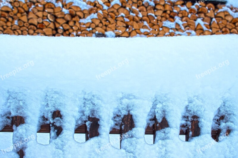 Winter Snow Garden Garden Fence Timberyard