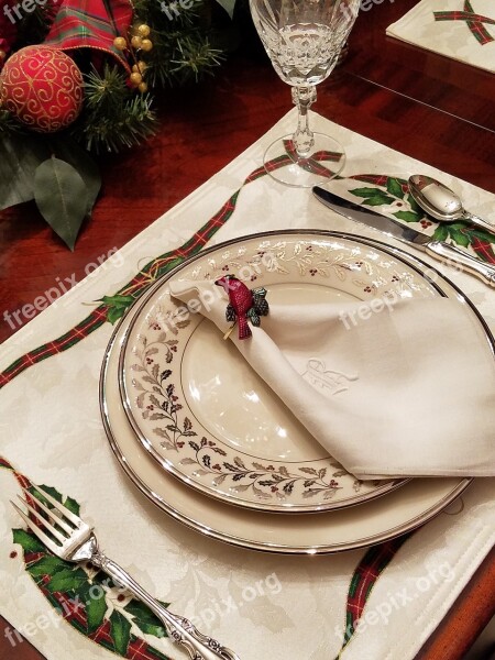 Lenox Solitaire China Cardinal Table Setting Christmas Free Photos