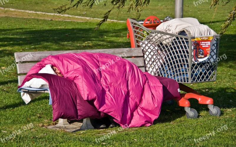 Homeless Bench Life Poverty Man