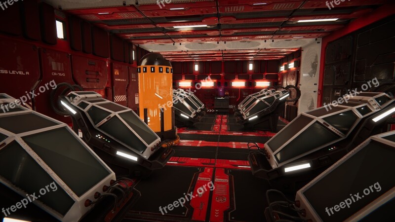 Sci-fi Corridor Modular Cryo Tubes