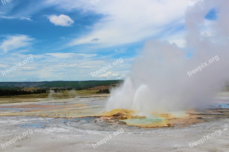 Steam Nature Travel Geyser Yellowstone