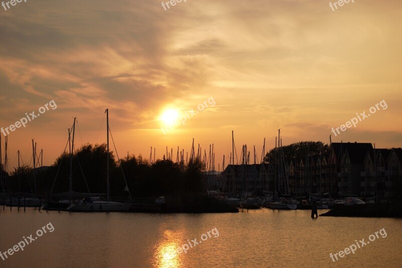 Greifswald Boats Mecklenburg-vorpommern Sunset Water