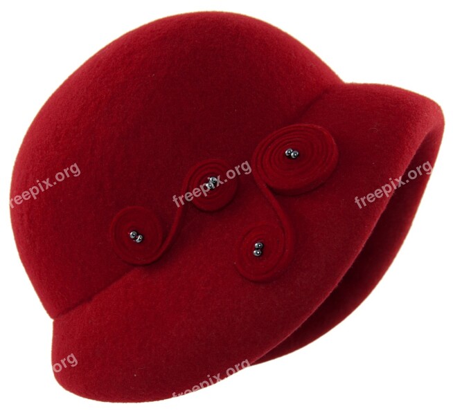 Hat Red Women's Red Felt Filcowy Model