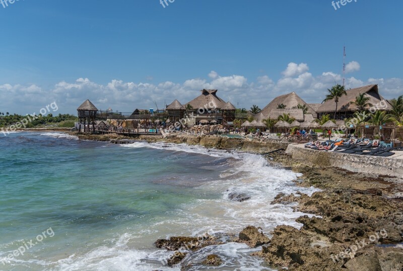 Mexico Costa Maya Rocky Coast Water Seashore