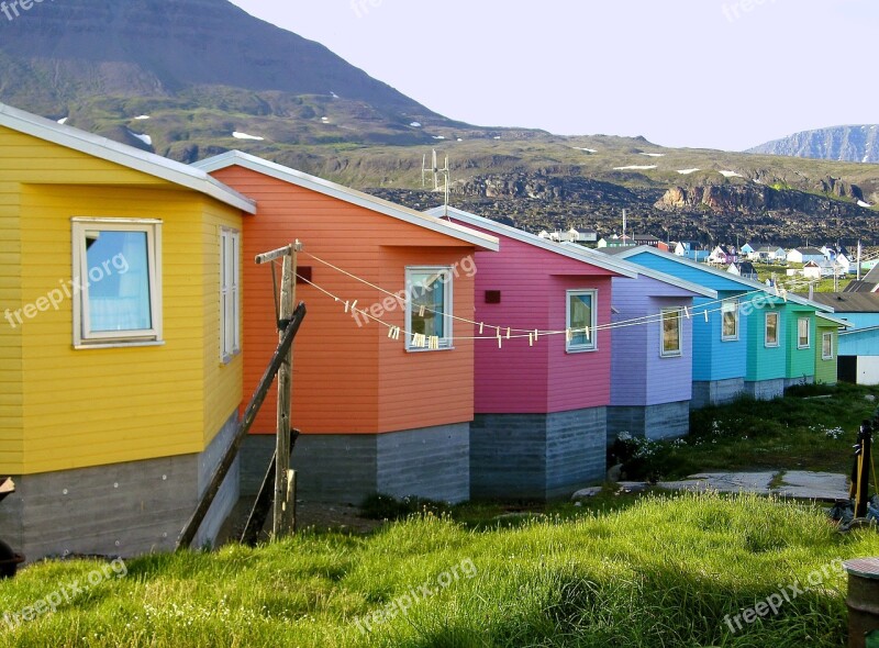 The Freshly Painted Houses Greenland Jakobshavn Free Photos