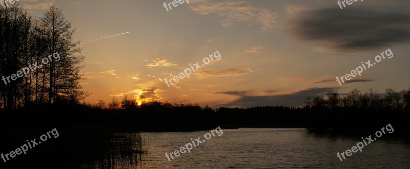 Sunset Panoramic Monolithic Part Of The Waters Nature Landscape