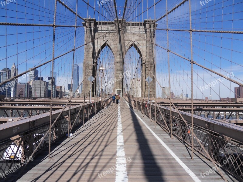 Bridge Suspension Bridge Steel Architecture Brooklyn