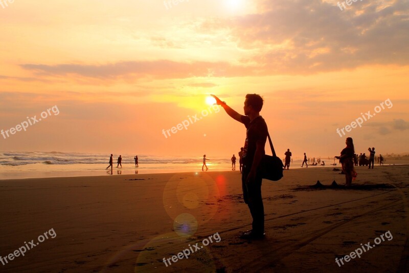 Twilight Beach Afternoon Sunset Indonesian