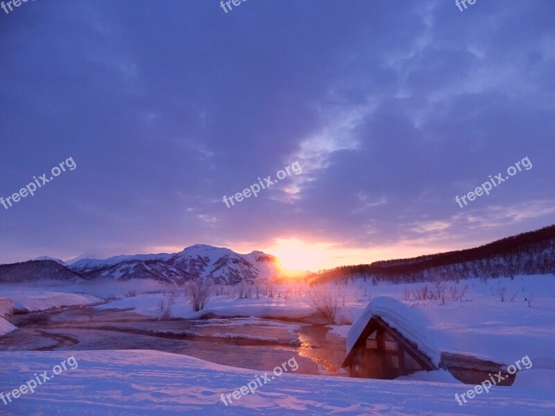 Sunrise Dawn Forest River Mountains