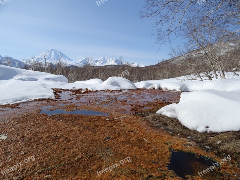 Spring Hot Springs The Melting Of The Snow Creek Bright Day