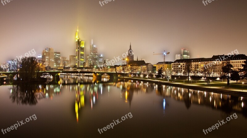 Night Photograph Frankfurt Westhafen Port Dri