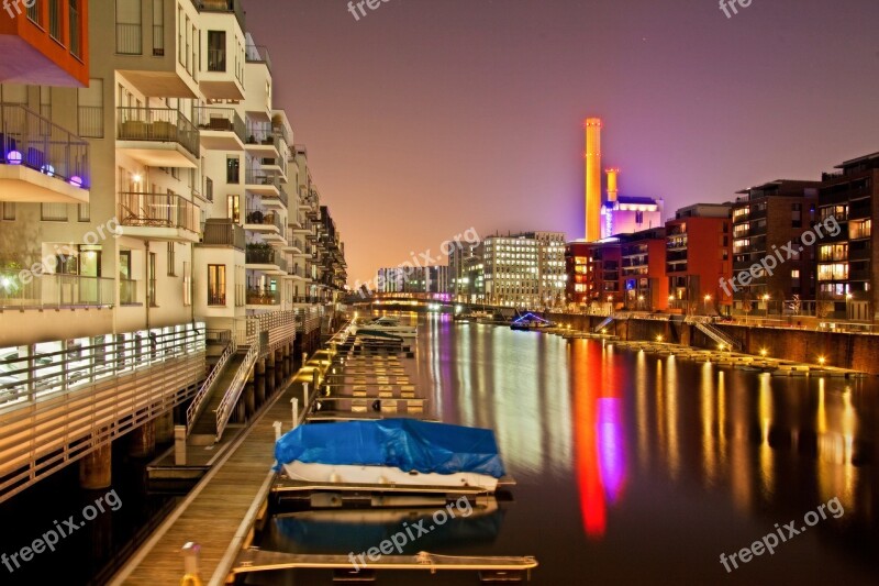 Night Photograph Frankfurt Westhafen Port Dri