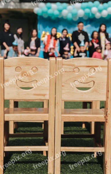 Wood Wooden Chair Smiley Face Seat