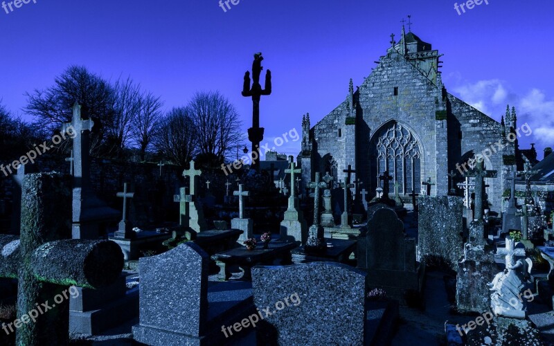 Church Cemetery Night Pierre Falls