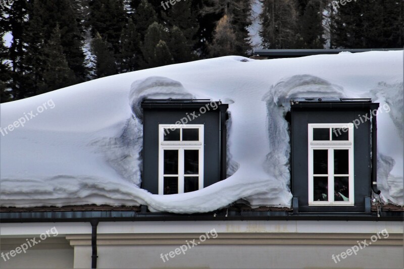 Snow Attic Facade High Winter